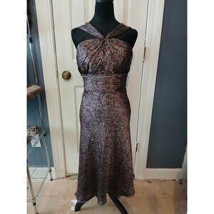 Vintage Y2K Anne Klein 100% Silk Midi Halter Dress Boho Luxury